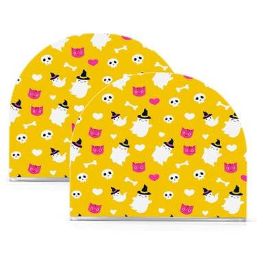 Imagem de Wassud Fantasmas fofos com chapéus, suporte de guardanapo de acrílico, dispensador de guardanapo de papel moderno em forma de U para mesa, cozinha, sala de jantar, bancada 2 peças (comporta 50-60