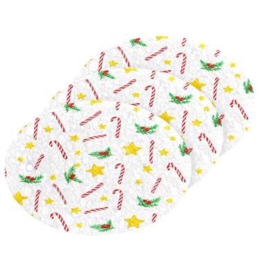 Imagem de Wassud Esponja de polpa de madeira doce estrelas e bengalas para pratos, pacote com 3 esponjas de cozinha para limpeza, esfregão resistente para panelas antiaderentes pia banheiro, suprimentos de