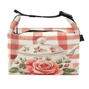 Imagem de STAYTOP Lancheira elegante e requintada com padrão de bule com fivela, lancheira isolada para meninos e meninas, lancheira térmica para trabalho escolar