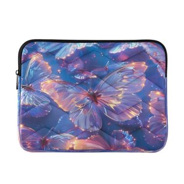 Imagem de Kigai Bolsa para laptop, linda borboleta azul dourada macia e resistente a impactos, capa para laptop, bolsa protetora para notebook de 13 a 14 polegadas