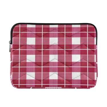 Imagem de Kigai Bolsa para laptop, cor rosa, xadrez búfalo, macia e resistente a impactos, capa para laptop, bolsa protetora para notebook de 13 a 14 polegadas