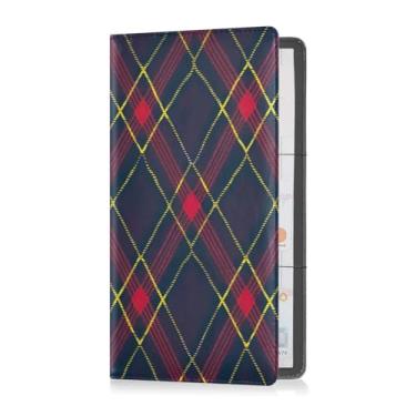 Imagem de Qilmy Porta-luvas xadrez elegante para carro e registro de carro, organizador de porta-luvas de couro sintético premium, carteira essencial de carro perfeita para carteira de motorista, cartões e