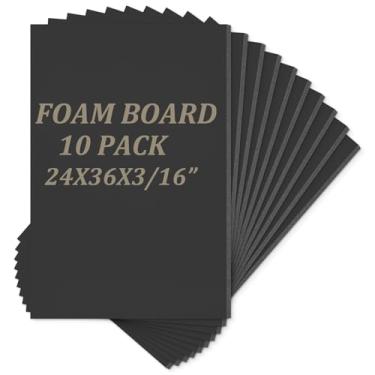 Imagem de Mat Board Center, pacote com 10 placas de espuma sem ácido, placas de espuma preta de 61 x 91 cm, espessura de 3/40.6 cm