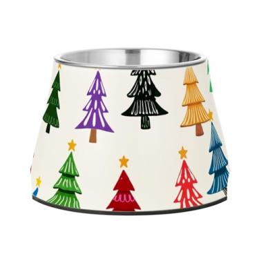 Imagem de Burbuja Tigela de árvore de Natal para cães de aço inoxidável para comida e água, antiderrapante para cães médios e gatos, 590 ml