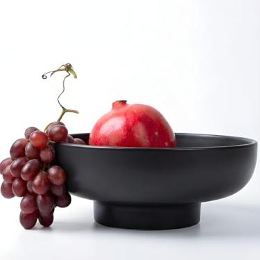 Imagem de Tigela de frutas de concreto de 30 cm para balcão de cozinha, decoração de mesa de café, tigela decorativa para chave, detalhes de decoração de casa, decoração de balcão de cozinha preta