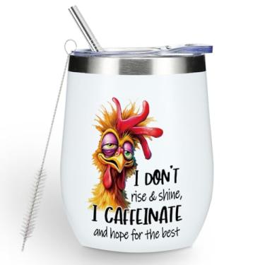 Imagem de Henhesaha Copo de vinho com citações engraçadas, presentes de frango sarcástico, decoração de frango, parede dupla, isolada a vácuo, caneca de café, copo de vinho de 340 g com tampa para mulheres
