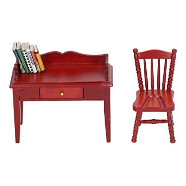 Imagem de CUOFYUNL Miniatura Cadeira de Mesa Livro Realista 1/12 Conjunto de Decoração de Móveis para Casa de Bonecas Brinquedo Educacional Infantil