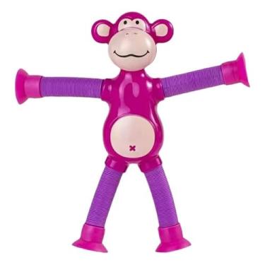 Imagem de Pop Tube Macaco - Brinquedo Infantil que Estimula Criatividade, Psicomotricidade, Concentração e Diversão - Ideal para Crianças (Rosa)