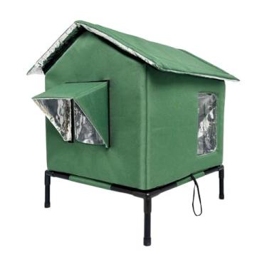 Imagem de KiBcsLic Casinha para Gatos de Exterior, Casinha para Animais de Estimação Isolada e às Intempéries, Abrigo para Gatos de Rua, Ideal para Jardim e, Verde, M