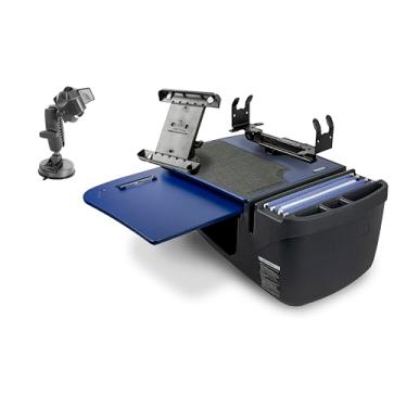 Imagem de AutoExec Mesa de carro GripMaster para sua estação de trabalho de veículo e escritório móvel, azul, com suporte de impressora, suporte para tablet e suporte de sucção para telefone