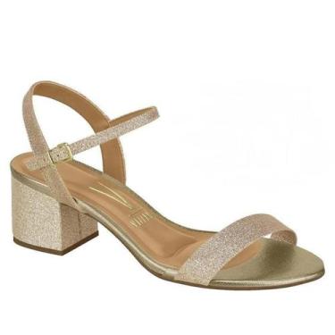 Imagem de Sandália Feminina Vizzano 6291900 Salto Baixo, 38, Dourado