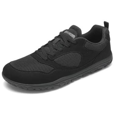 Imagem de Geococcyx Sapatos masculinos largos descalços – Tênis minimalista de malha ultra leve zero drop, Preto, 9.5 Wide