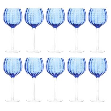 Imagem de Kit 10 Taças Para Vinho De Vidro Orquídea Azul 450ml Wolff