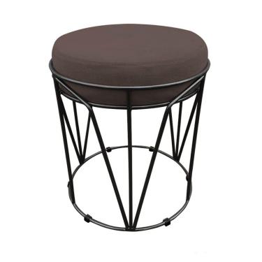 Imagem de Puff Babu Suede Base Preto D´rossi Marrom