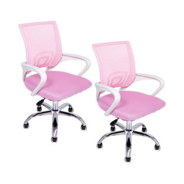 Imagem de Kit 2 Cadeiras de Escritório Begonia Ergonômico Rosa