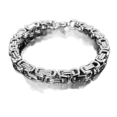 Imagem de Pulseira Bali Masculina Grossa 9mm em Aço Inox Cirúrgico 20cm Estilo Trançado Robusto com Fecho Antifurto