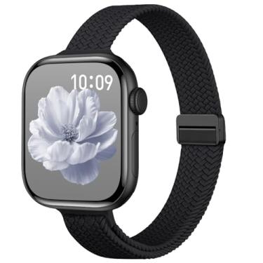 Imagem de Pulseira magnética fina elástica compatível com Apple Watch séries 11, 10, 9, 8, 7, 6, 5, 4, 3, SE 2 de 40 mm, 41 mm, 42 mm, 38 mm, 44 mm, 45 mm, 46 mm
