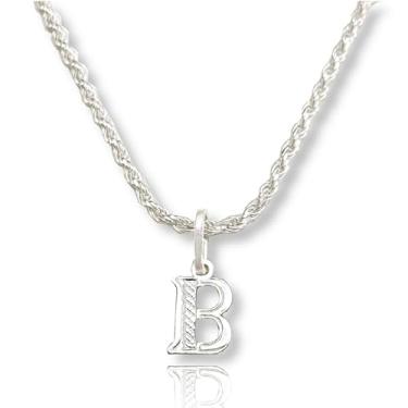 Imagem de Colar Cordão Baiano Prata Maciça 925 C/Pingente Letra (B)
