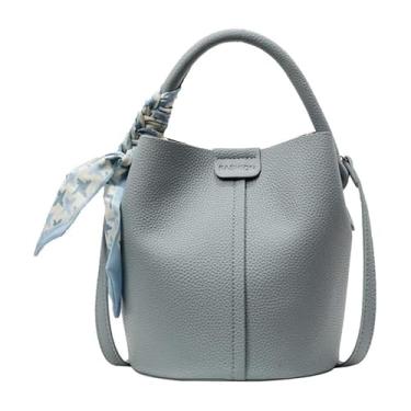 Imagem de Bolsa feminina de couro PU com bolso interno, mini bolsa carteiro de ombro, alça superior para trabalho e uso diário, Azul, One Size