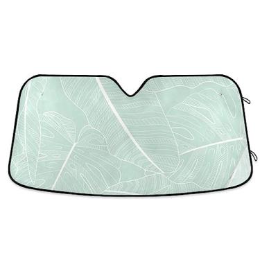 Imagem de Persiana de carro com folha de palmeira tropical, protetor solar de para-brisa, proteção UV, persiana dobrável para janela de carro, para SUV, mantenha-se fresco
