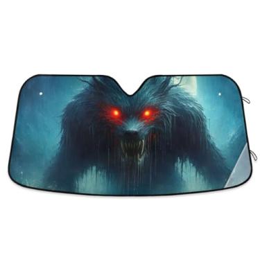 Imagem de Pára-sol de olhos vermelhos besta no rio carro pára-brisa janela automotiva para-sol cobertura completa para a maioria dos veículos