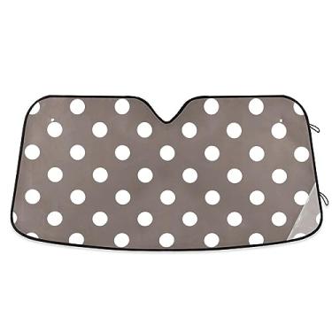 Imagem de Sombra de para-brisa minimalista marrom de bolinhas brancas para carro, bloqueador solar de janela, proteção UV, para-sol dobrável para janela de carro, para-sol dobrável para carro