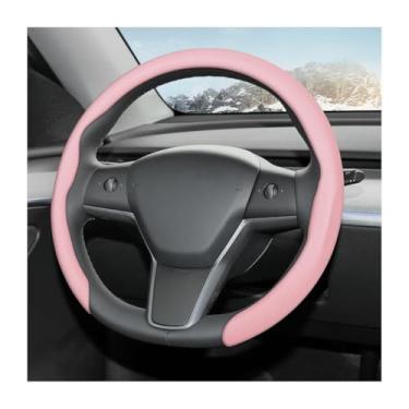 Imagem de FALVFUN Capa de volante de carro, couro napa de 38 cm, antiderrapante, respirável, protetor de volante de veículo, acessórios de decoração de interiores automotivos, universal para caminhão SUV RV