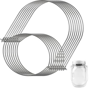 Imagem de STOBAZA 8 peças de cabides de arame de aço inoxidável com boca regular para potes de conserva de boca larga, 15,7 x 10,5 cm