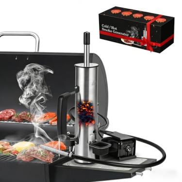 Imagem de Gerador de fumaça elétrico portátil 2025, controle de fumaça ajustável e serve para 99% de defumadores e churrasqueiras, modos de defumar frio/quente para carnes, salmão e queijos – Ótima ideia de