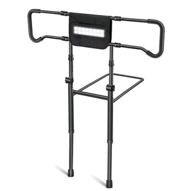 Imagem de WARDIX Trilhos de cama para adultos idosos segurança com luz de sensor de movimento - trilho auxiliar de cama de altura ajustável com bolso de armazenamento, alças de suporte para idosos, cama king