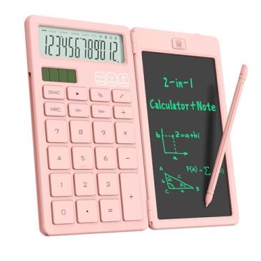 Imagem de Calculadoras de mesa com bloco de notas LCD apagável ROATEE Calculadoras básicas rosa fofo material escolar para meninas coisas do ensino médio bonito bolso material de escritório casa essencial solar