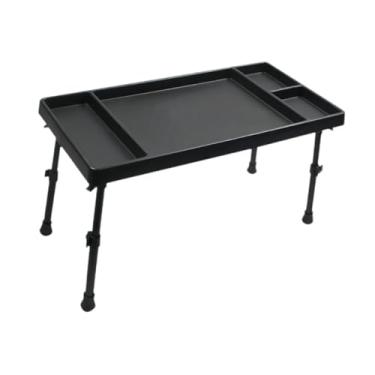 Imagem de KiBcsLic Mesa dobrável para iscas, estação de limpeza de peixes, acessórios versáteis para camping com divisórias, pernas telescópicas para quintal, pátio e