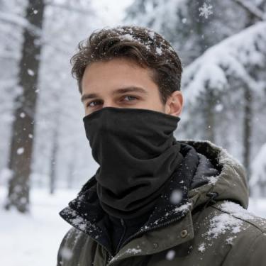 Imagem de Polaina de pescoço preta para mulheres e homens, cachecol de malha espessa, aquecedor de pescoço, máscara facial de inverno para mulheres e homens, à prova de vento, polaina térmica, cachecol forrado