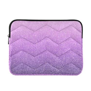 Imagem de Bolsa para laptop fina e leve com purpurina rosa e roxa, bolsa de transporte durável para tablet de viagem para trabalho, bolsa fina para laptop para mulheres, de 13 a 14 polegadas