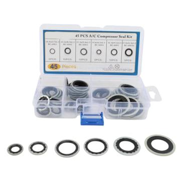 Imagem de Keenso Kit AC O Ring, 45PCS Kit Selador de Junta AC 6 Tamanhos Com Caixa de Armazenamento Transparente para Painel de Porta de Para-choque de Compressor de Ar Condicionado de Carro