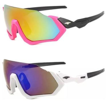Imagem de Óculos De Sol Feminino Esportivo Proteção Uv Kit 2 Unidades