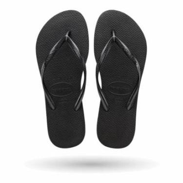Imagem de Chinelo Havaianas Slim Preto Feminino Tiras Finas Básico-Feminino