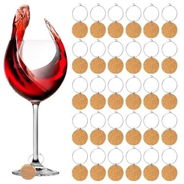 Imagem de DXYSQRX 30 pingentes de vinho para taças de caule, pingentes de taça de vinho de cortiça em branco, presentes de pingentes de taça de vinho faça você mesmo, marcadores de bebida para taças de