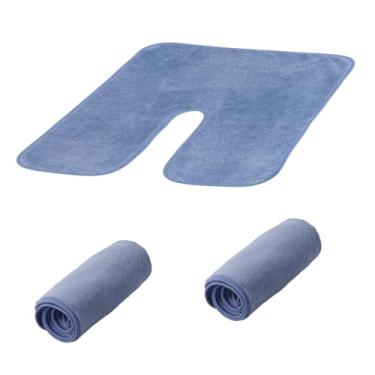 Imagem de 3 toalhas de esteticista de microfibra, toalha de spa de remoção, pano facial macio de secagem rápida, toalha de spa super absorvente para massagem e limpeza a vapor facial (3, azul)