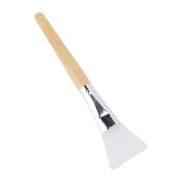 Imagem de Dioche Escova de Máscara Facial Cabeça de Silicone Antiderrapante Punho de Madeira Ferramenta Aplicador de Máscara para Rotina de Cuidados Faciais Fácil Aplicação (Cabo de madeira)