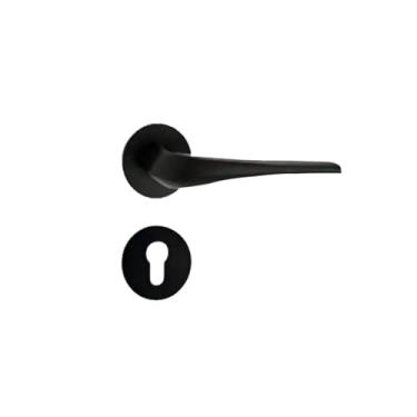 Imagem de Fechadura interna dividida para porta de quarto fechadura de porta doméstica alumina estilo nórdico silencioso de madeira (modelo B preto 4558 corpo de bloqueio)