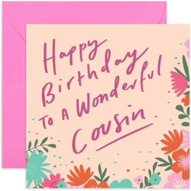 Imagem de Cartão de feliz aniversário primo Wonderul da Old English Co. - Cartão quadrado de desejos de mulher de aniversário | Adequado para primos| Em branco dentro e envelope incluídos