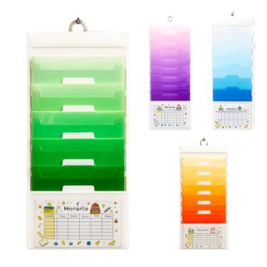 Imagem de Organizador de Documentos Suspenso com 6 Bolsos Removíveis, 36×88 cm, Para Porta ou Parede | Arquivos, Revistas, Pastas e Cadernos, Economia de Espaço e Alta Capacidade (Verde)