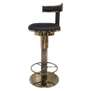 Imagem de Banqueta de bar ajustável, altura sentada 67-80 cm, banco de bar ergonômico, confortável, giratório, encosto, poltrona, cadeira de bar giratória