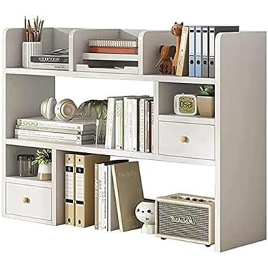 Imagem de Rack De Armazenamento De Escritório Organizador De Mesa, Estante De Mesa Pequena, Estante De MDF Autônoma Com 2 Gavetas, Acessórios De Organizadores De Suprimentos De Mesa, Para Quarto De Sala De