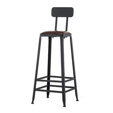 Imagem de Banqueta de bar com assento acolchoado de couro PU banquetas de metal cadeira de jantar de pub para casa café da manhã bar balcão cozinha cadeiras retrô (65 cm)