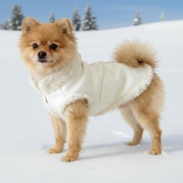 Imagem de Jaqueta de inverno para cães, casaco de camurça forrado com sherpa quente para animais de estimação, casaco aconchegante para gatos para clima frio