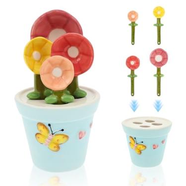 Imagem de 4 colheres medidoras de flores, colheres de escama para assar flores, colheres medidoras de cacto com suporte, 1/4 colher de chá, 1/2 colher de chá, 1 colher de chá, 1 colher de sopa, conjunto de