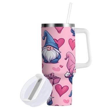 Imagem de ATTX Copo de Dia dos Namorados de 850 g com alça - Caneca de viagem de aço inoxidável isolada a vácuo, copo de café à prova de vazamento com canudo #360