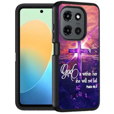 Imagem de FQTBCEARI Capa projetada para Moto G Stylus 5G 2025, capa protetora de corpo inteiro à prova de choque com 3 camadas de grau militar para Motorola Moto G Stylus 5G 2025, versículos bíblicos com